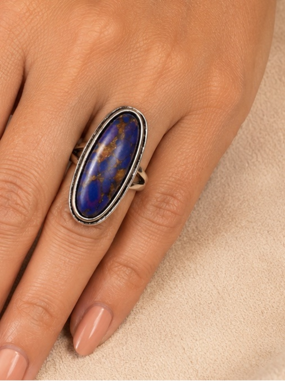 Large Purple Turquoise Copper Matrix Statement Ring Southwestern Style Size 6.5